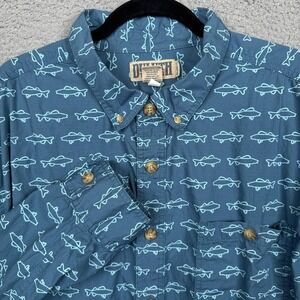 Duluth BBQ Shirt Mens XXL Blue Button Up‎ Fishing Outdoor Hiking Camping Trail